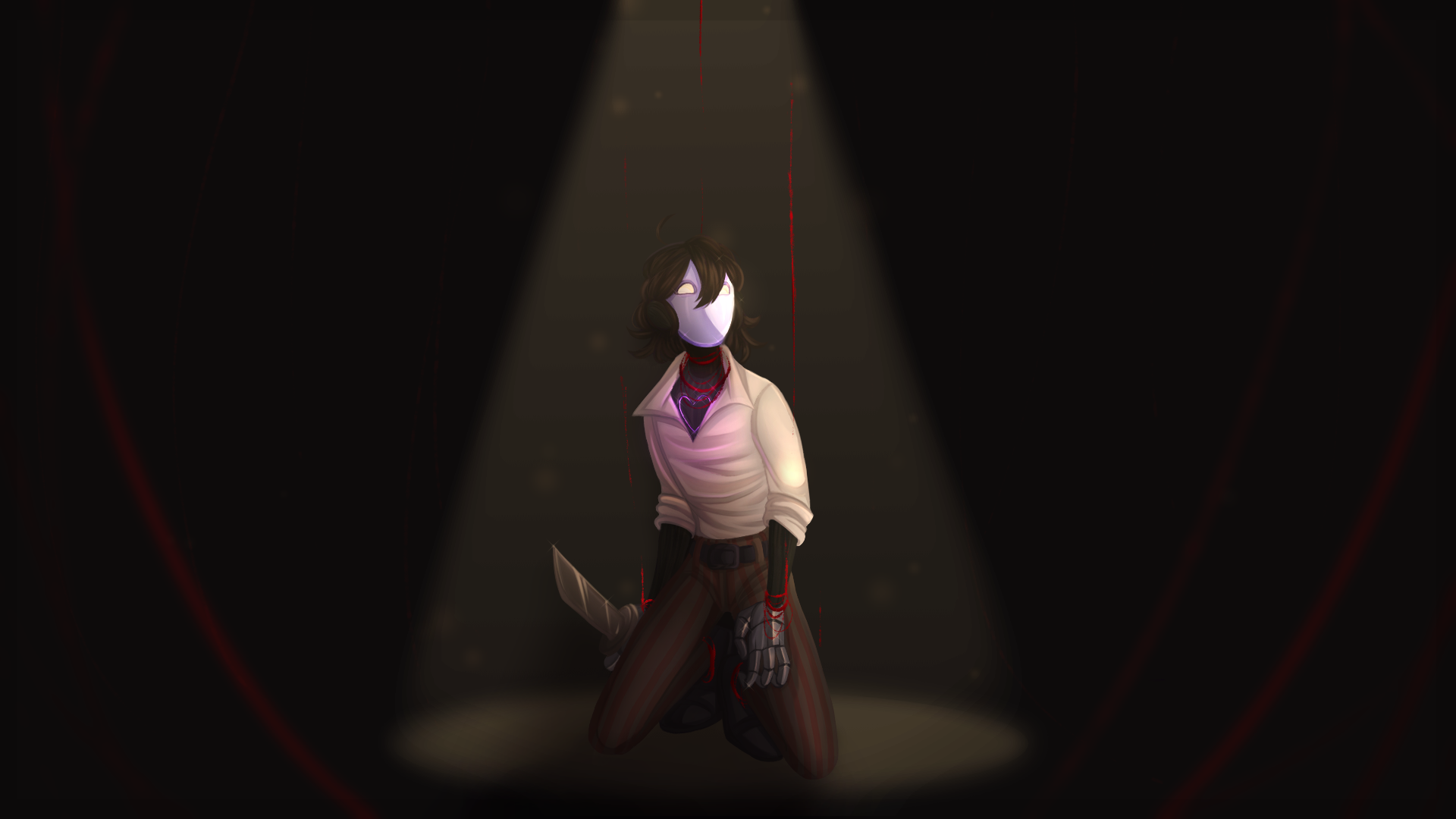 Main artwork for Marion showing a marionette suspended under a spotlight